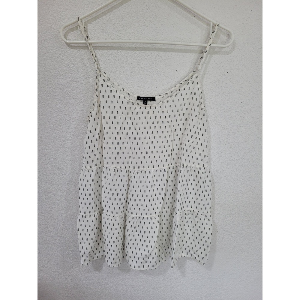 Staccato Women's Cream Black Arrow Print Spaghetti Strap Camisole Top M #14